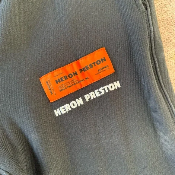Heron Preston Black Joggers with White and Orange Accents